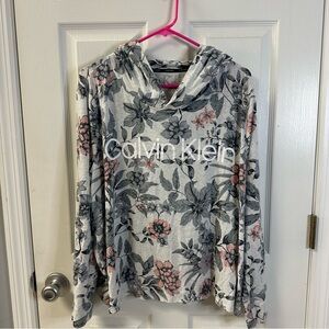 Calvin Klein Gray and Black Floral Top